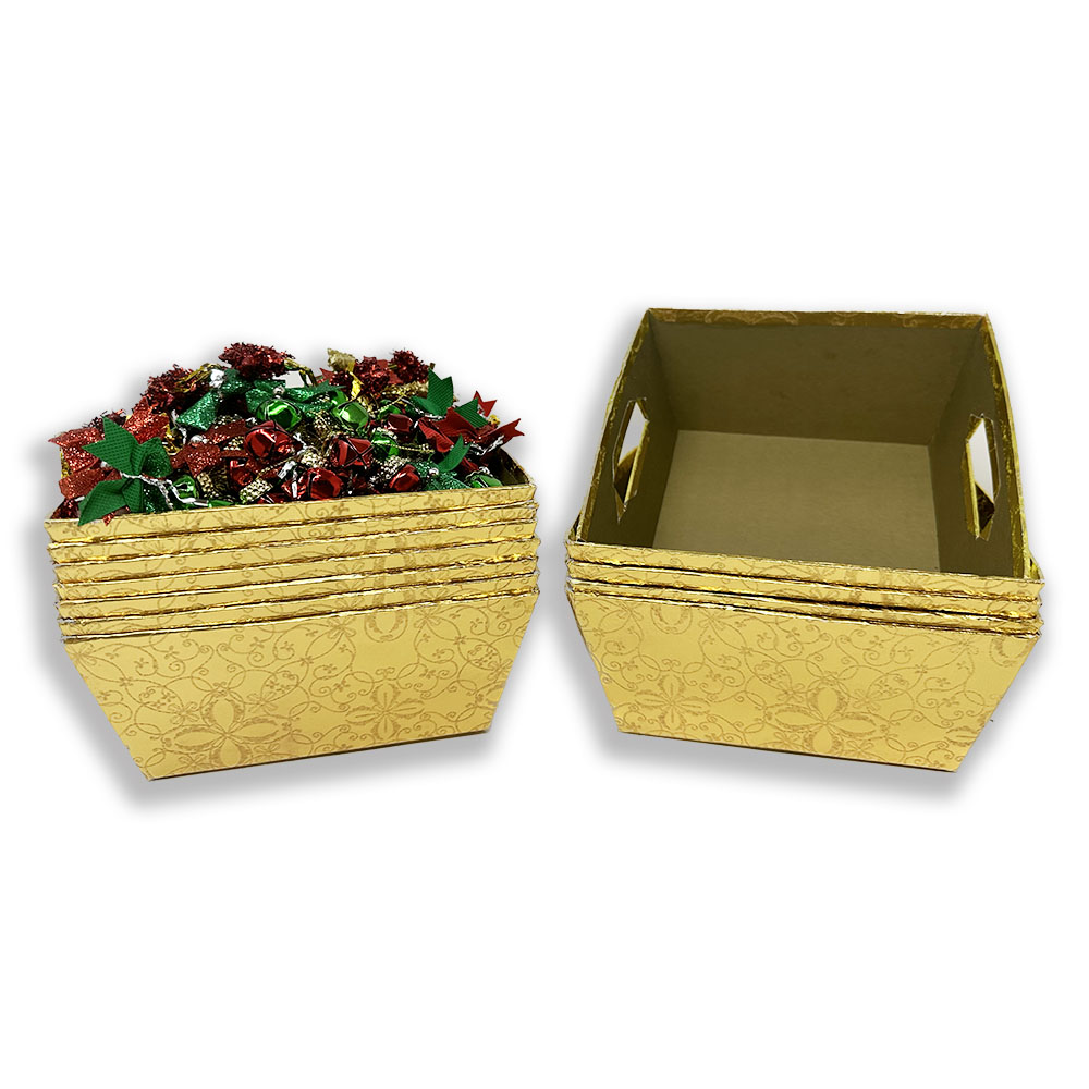 12 Pack - Glitter Gold Gift Utility Square Tray - Holiday 7in